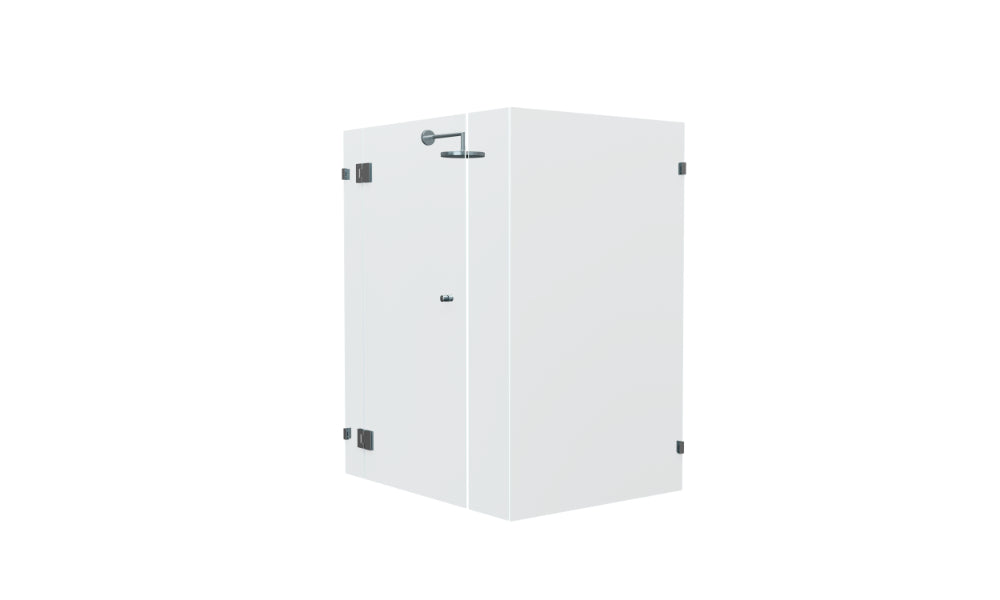 Corner panel and hinged door